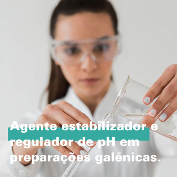 Agente estabilizador regulador de PH em preparações galénicas.